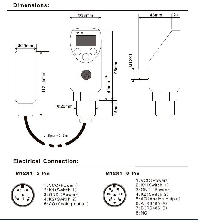 Intelligent OLED Electronic Digital Pressure Switch 1230v 24v NPN PNP