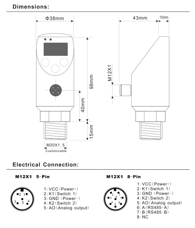 60mpa Digital Electronic Pressure Switch For Sanitary Application 0